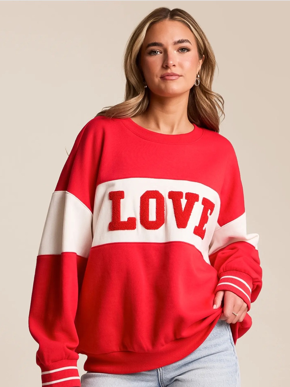 Z Supply Kiss Me Red Oversized Sweatshirt